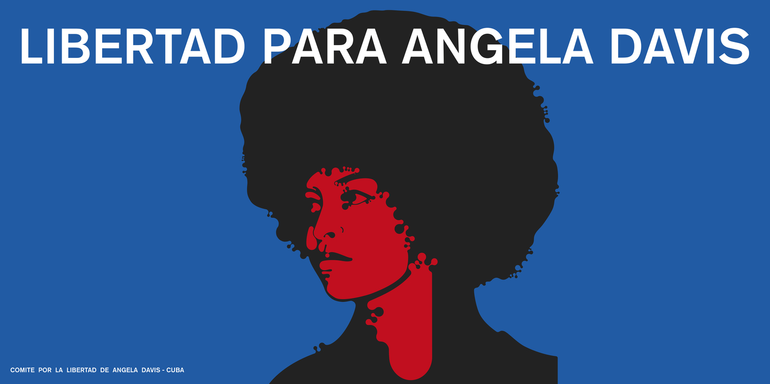 Este poster de Félix Beltrán encabezó las manifestaciones en pro de la liberación de la activista afroamericana Angela Davis en 1971. Foto cortesía universidad Complutense de Madrid, UCM