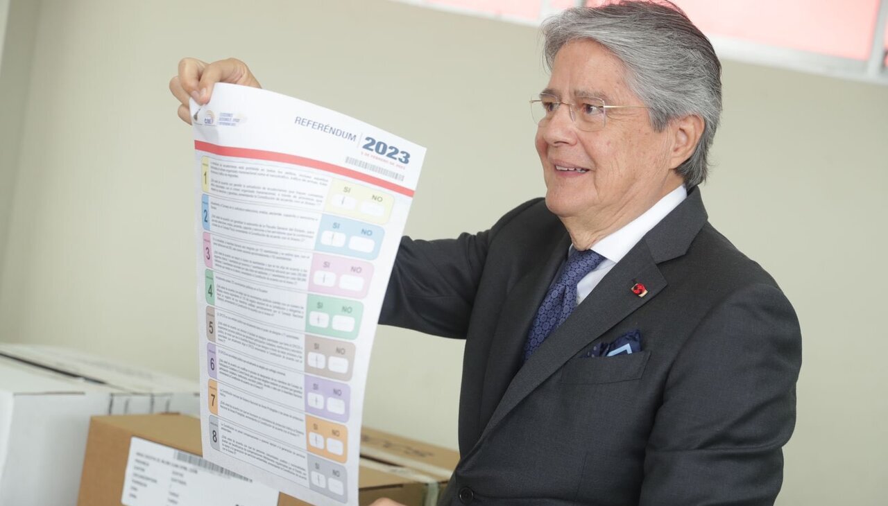 President of Ecuador, Guillermo Lasso, voting at local elections.