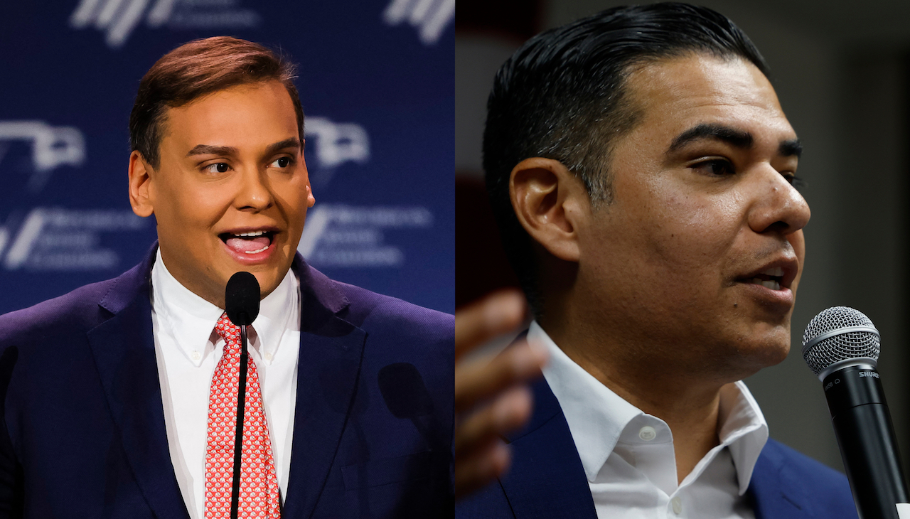 Left: New York Rep. George Santos. Right: California Rep. Robert García. Photos: Getty Images. 