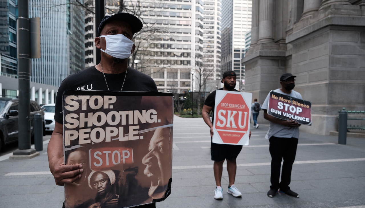 A demonstration against gun violence in Philly in 2022