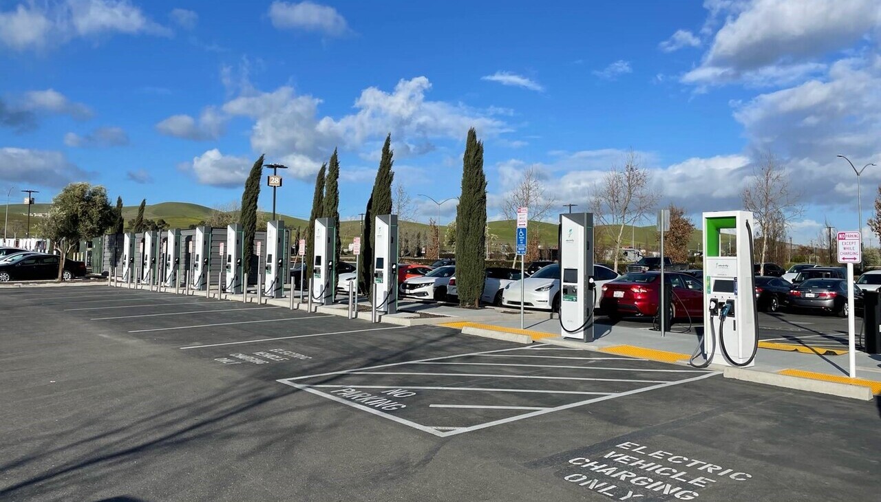 Electric vehicle charging area.