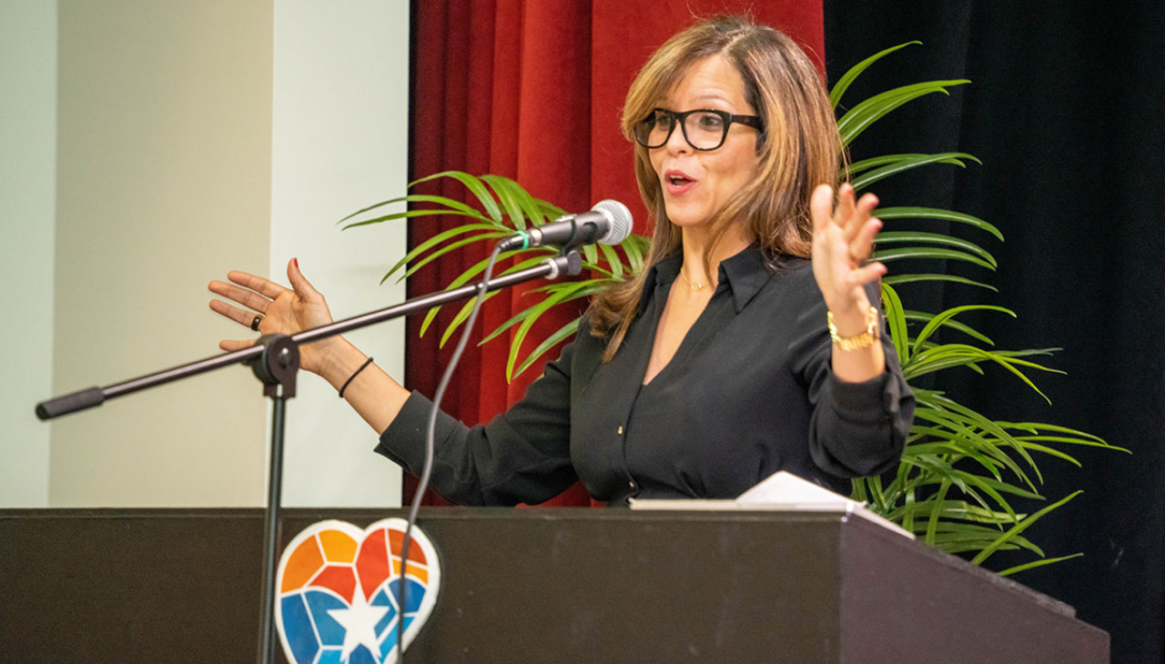 Jennifer Rodriguez presents overview of GPHCC's impact in the last year during the 2023 Annual Meeting. Photo: Peter Fitzpatrick. 