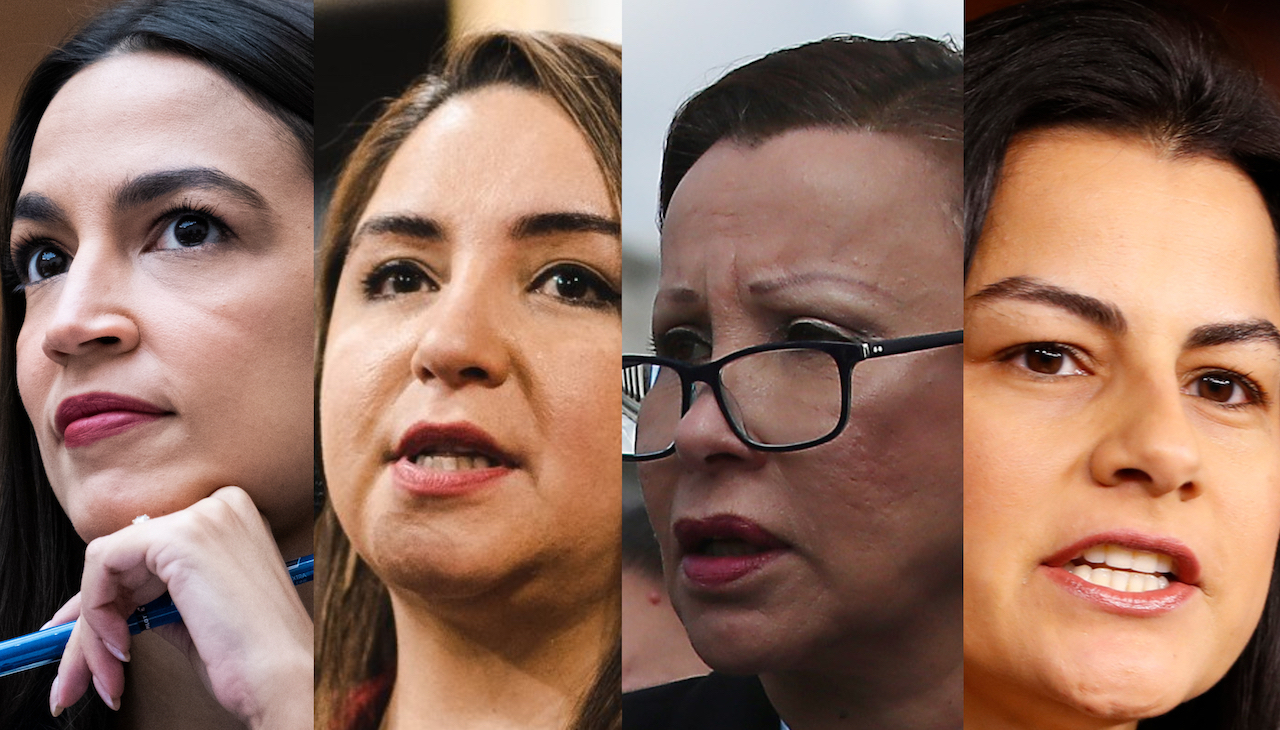 Left to right: Rep. Alexandria Ocasio-Cortez, Rep. Delia Ramirez, Rep. Nydia Velazquez, Rep. Nanette Barragán