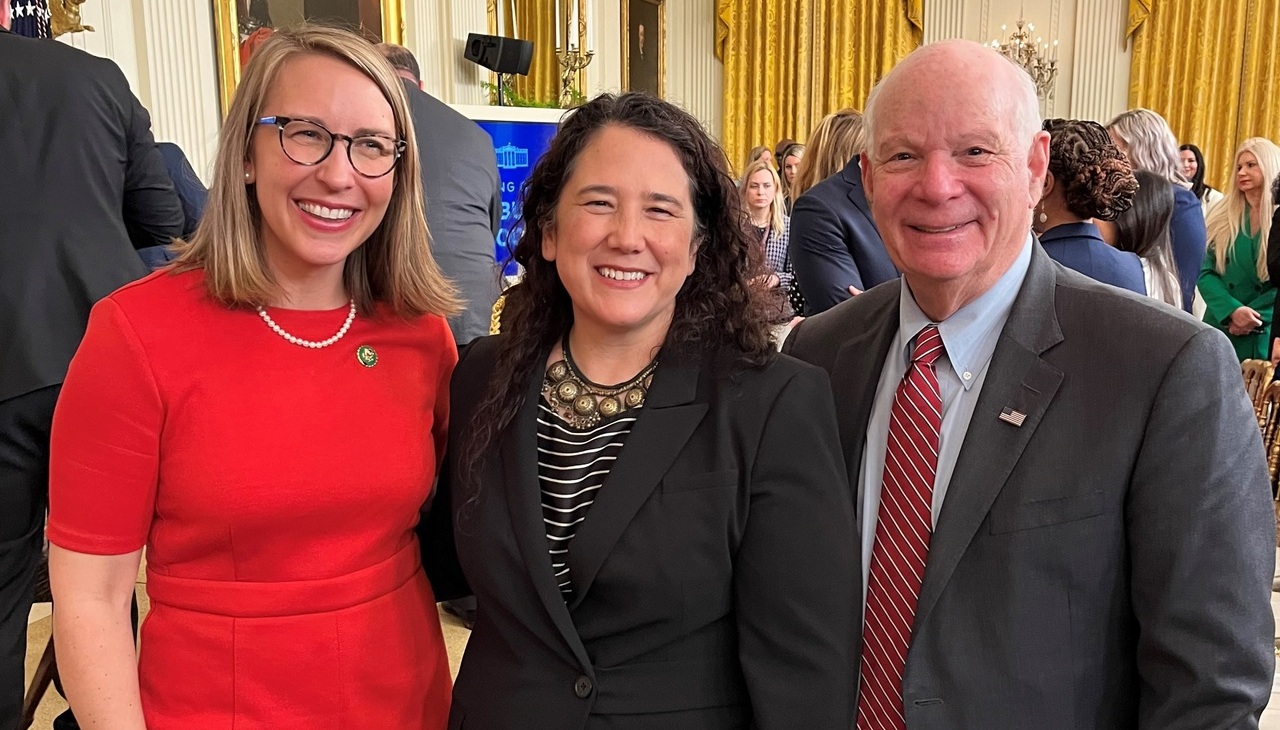 Senator Ben Cardin with SBA Administrator Isabel Guzman and Representative Scholten.