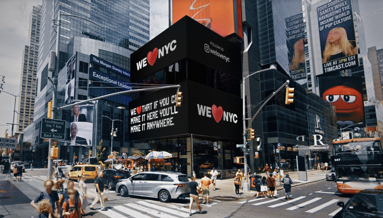 We Love NYC billboard on Times Square.