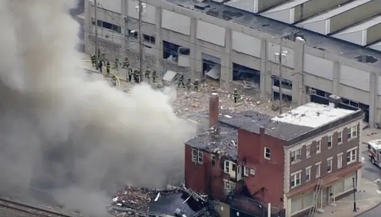 Scene of the factory explosion in West Reading