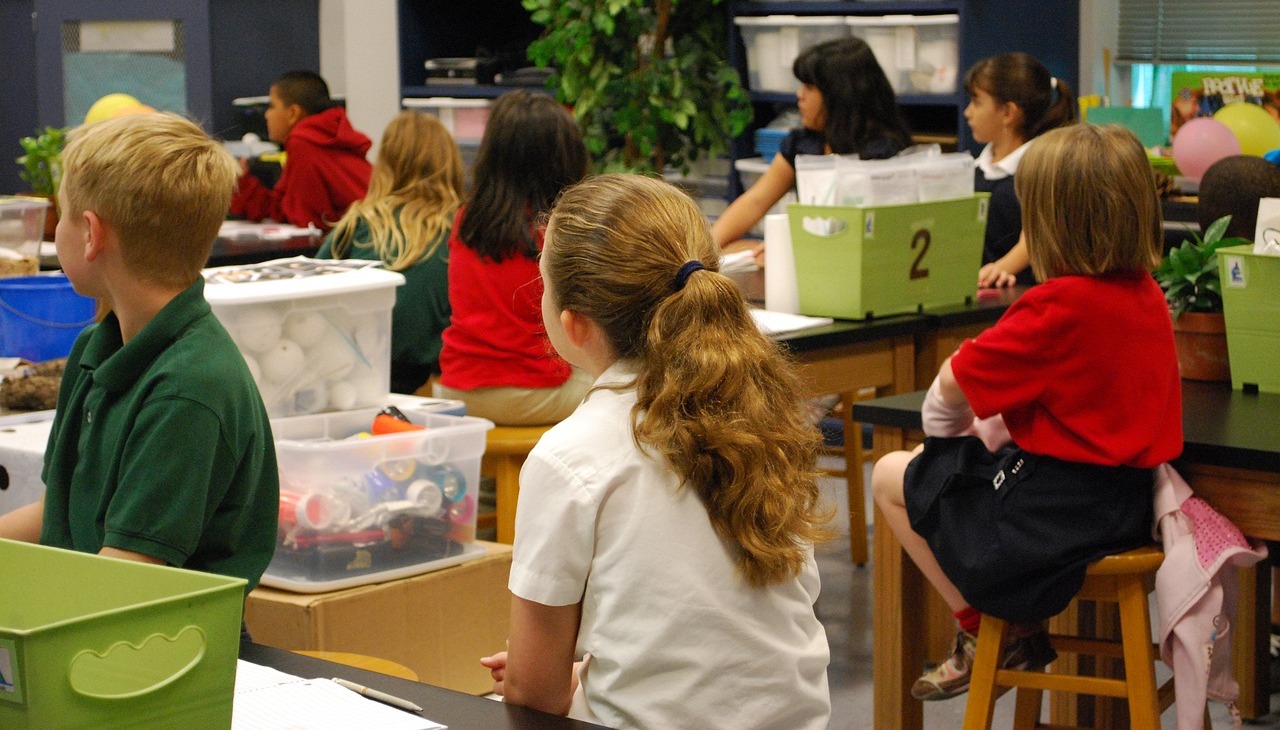 Kids in a classroom. 