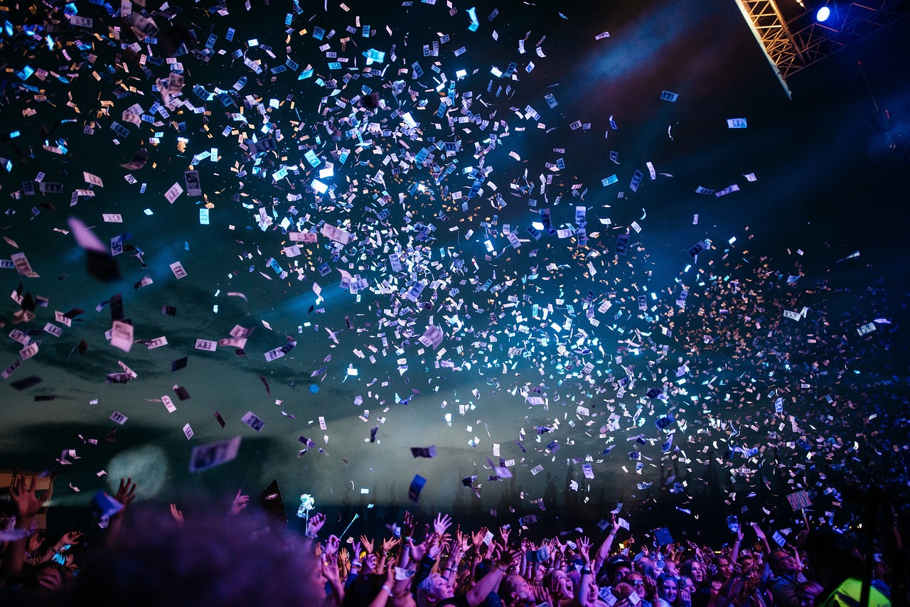 Confetti show at a concert. 