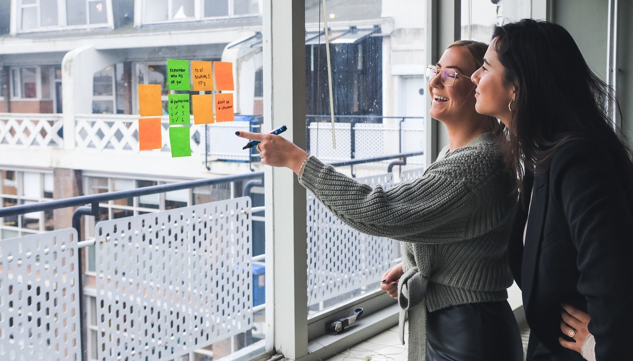 Two women in a creative meeting. 