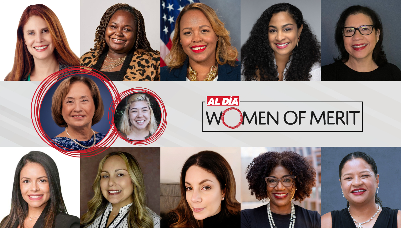 These 12 extraordinary women make up the 2023 AL DÍA Women of Merit honorees. Graphic: Mónica Hernández/AL DÍA News. 