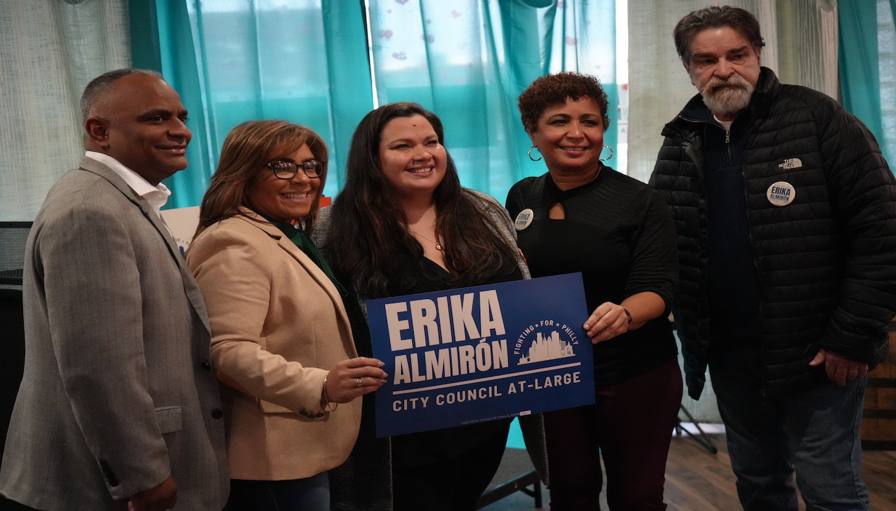 Erika Almirón's campaign launch. Left to right: State Representative Danilo Burgos, Council member Quetcy Lozada, Almirón, Maria Quiñones Sánchez. Photo: Carlos Nogueras / AL DÍA News