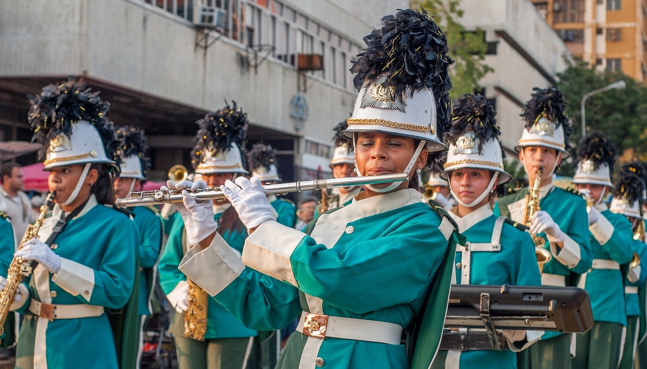 Marching band in action. 