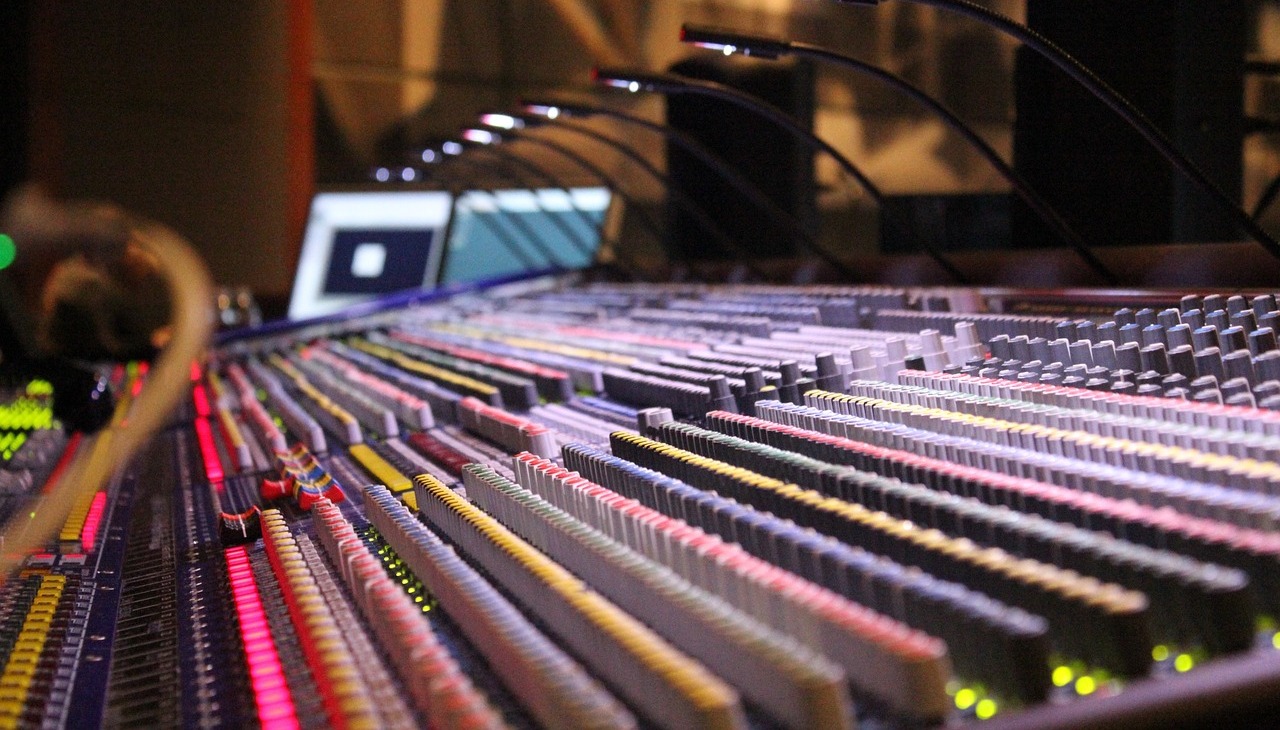 Recording studio soundboard. 