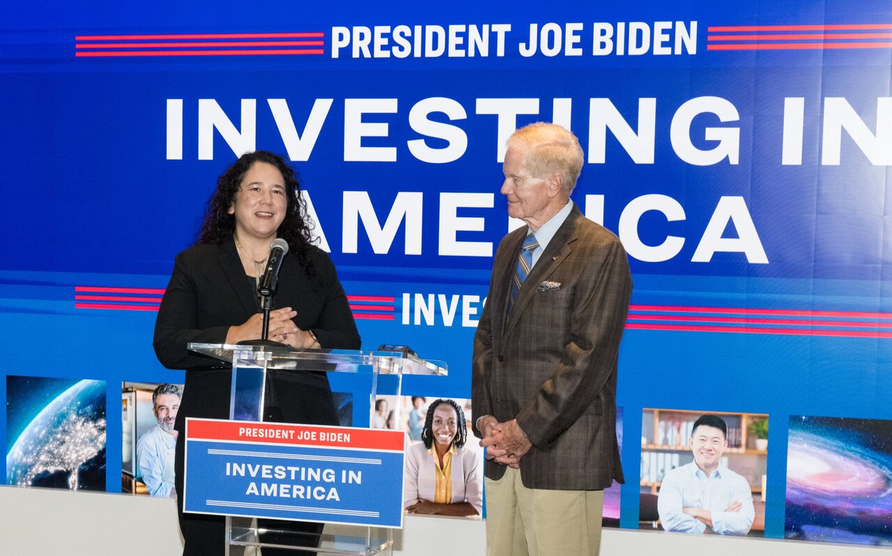 Isabel Casillas Guzmán attends an event with NASA members. 