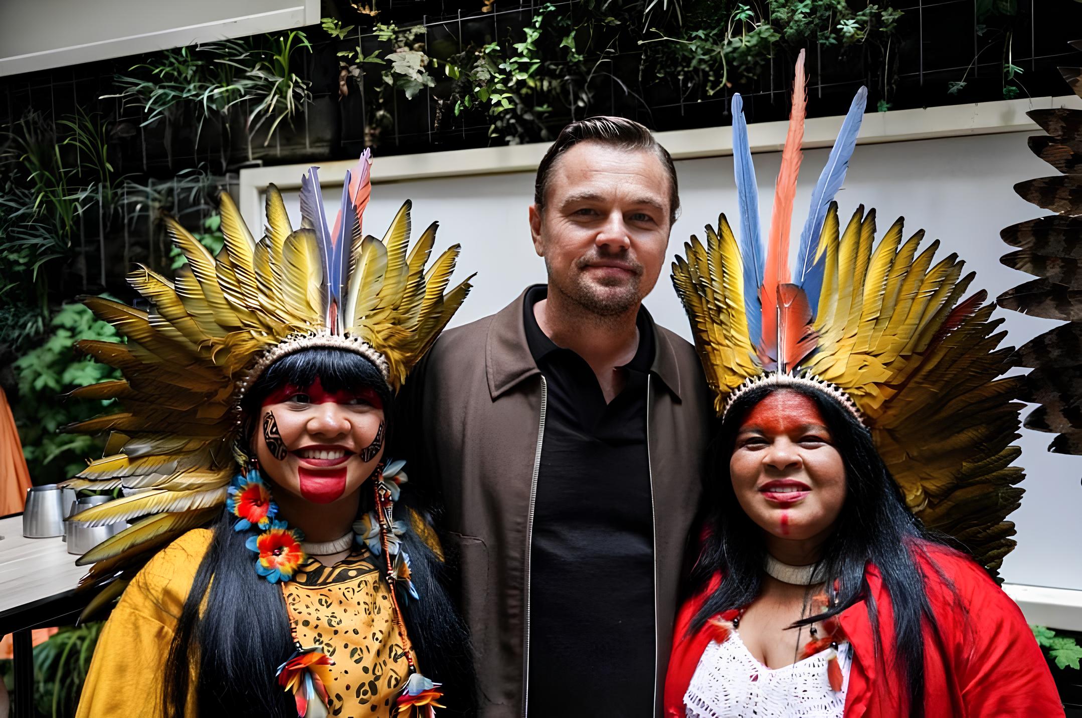 Leonardo di Caprio during an Amazon rainforest event.