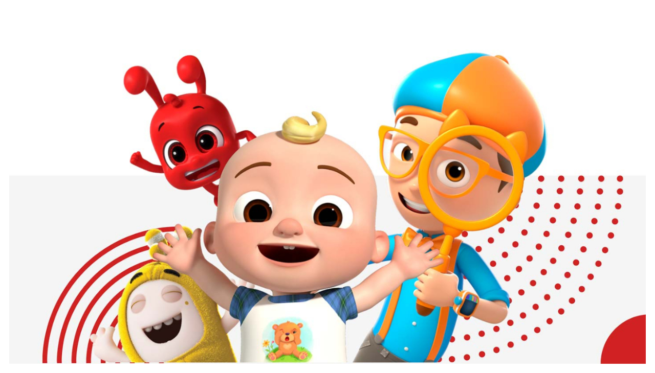 Promotional art for Canela Kids, depicting several animated characters against a white background.