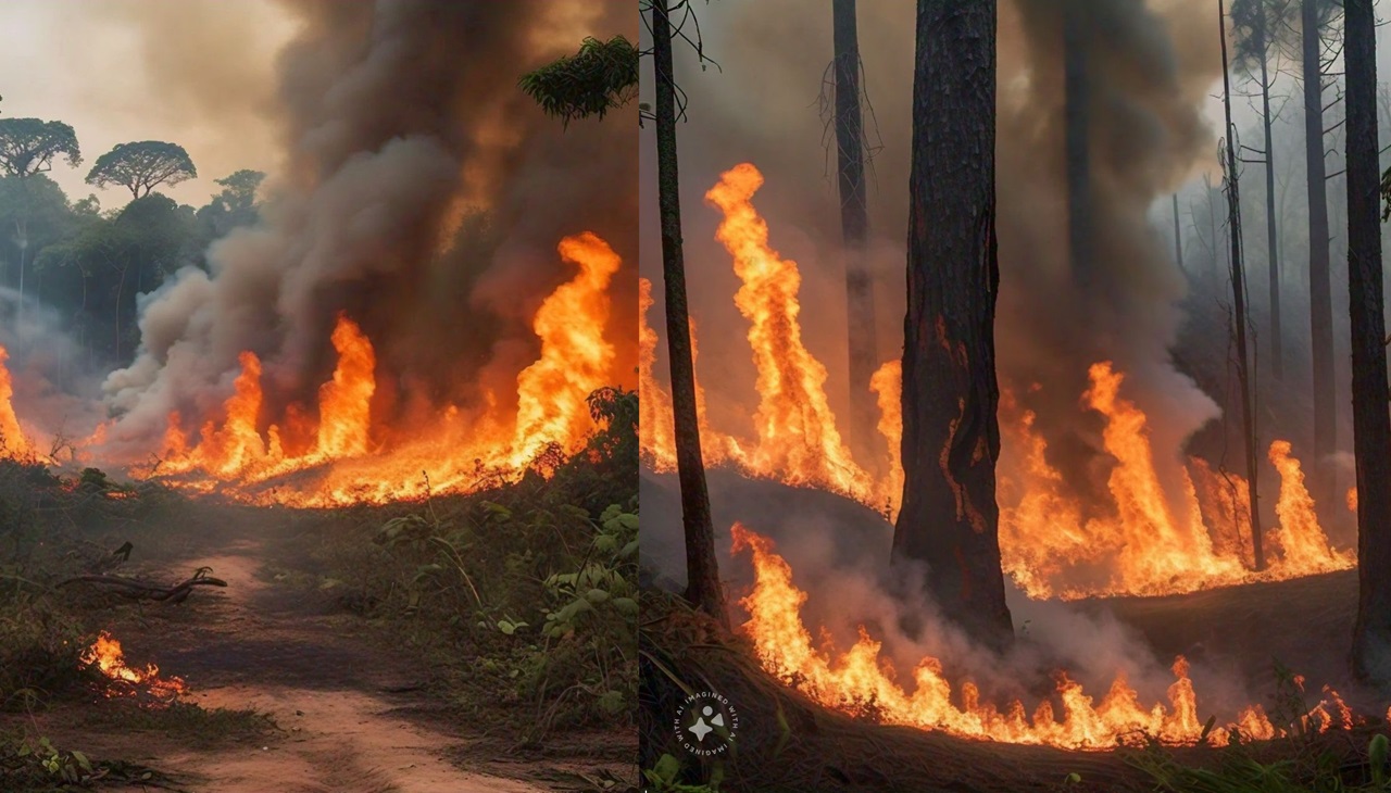 Incendio forestal. Imagen generada por Llama IA de Meta.