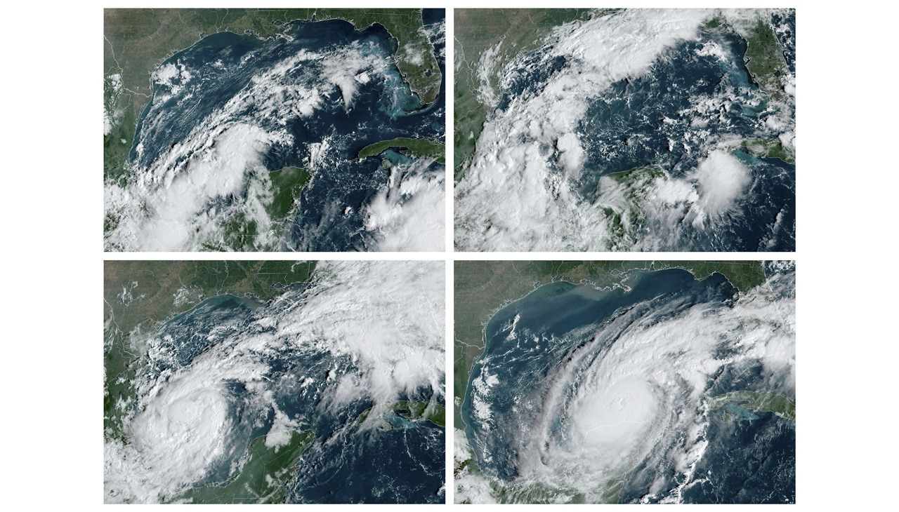 Imagene satelitales sobre cómo se conformó el Huracán Milton. (Photo by HANDOUT / NOAA / AFP)