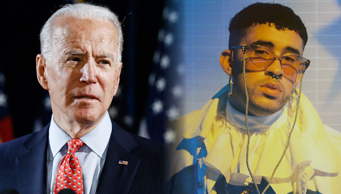 Bad Bunny strengthens his stance against Donald Trump by lending his star power to Joe Biden. Photo: Washington post/Twitter