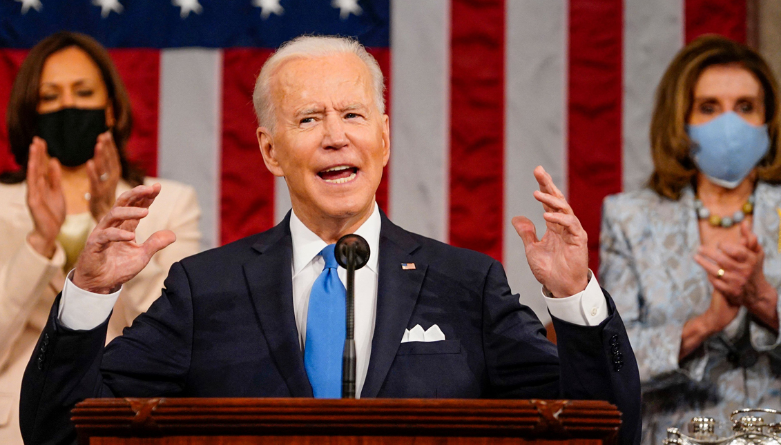 President Biden adressing a joint session of Congress on April 28, 2019. Photo: Getty Images 