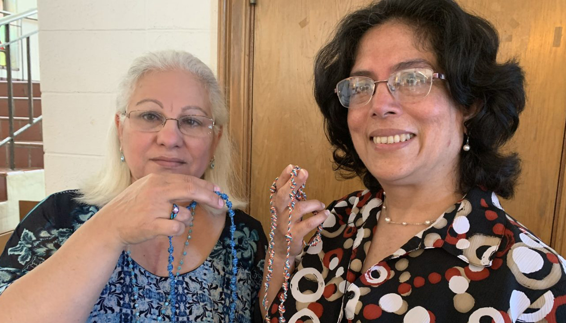 Local crafters have made dozens of rosaries that will be given out to migrants. Photo: https://catholicphilly.com/Gina Christian
