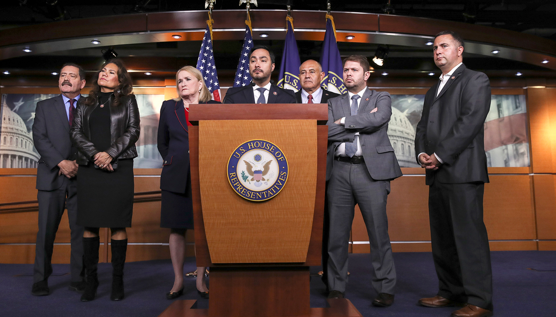 Hispanic Caucus members commemorated the start of Hispanic Heritage month while acknowledging the troubles of the past year. Photo: Getty Images
