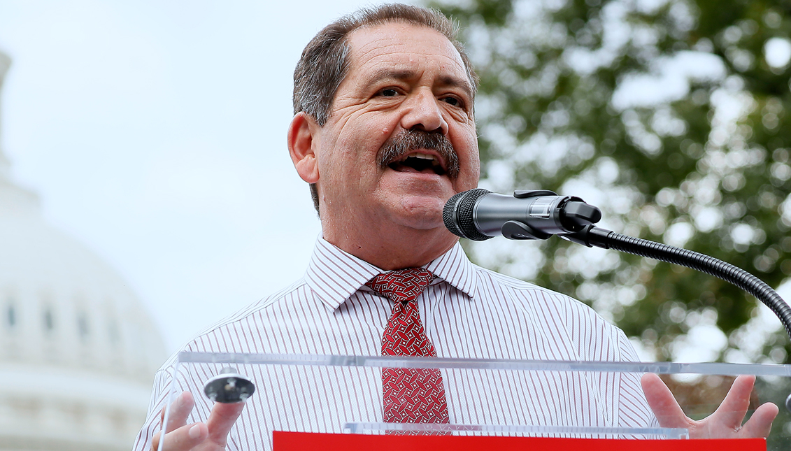 Rep. Jesus Garcia (D-IL) speaks at the “Impeachment Now!” rally in support of an immediate inquiry towards articles of impeachment against U.S. President Donald Trump.    Paul Morigi/Getty Images for MoveOn Political Action