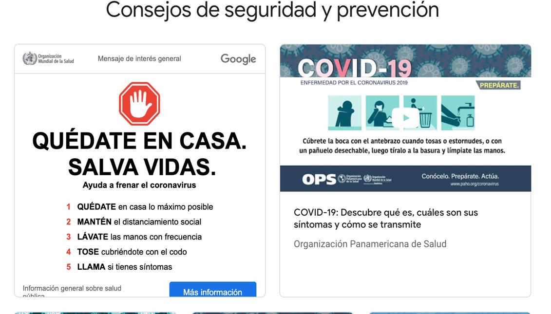 Google lanza el sitio web 'COVID-19 Información y Recursos'.
