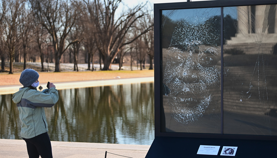 The piece was brought to Washington D.C from Switzerland to commemorate the history that was made in January. Photo: Gettyimages.