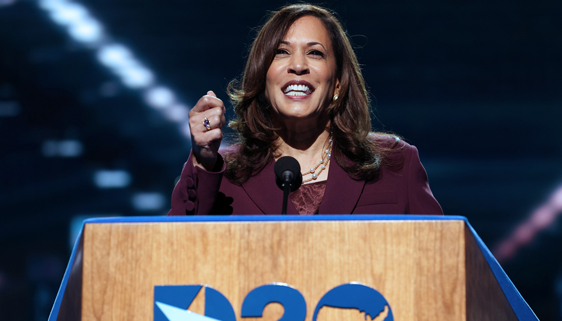 WILMINGTON, DELAWARE - AUGUST 19: Democratic vice presidential nominee U.S. Sen. Kamala Harris (D-CA) speaks on the third night of the Democratic National Convention from the Chase Center August 19, 2020 in Wilmington, Delaware. Harris is the first African-American, first Asian-American, and third female vice presidential candidate on a major party ticket. (Photo by Win McNamee/Getty Images)