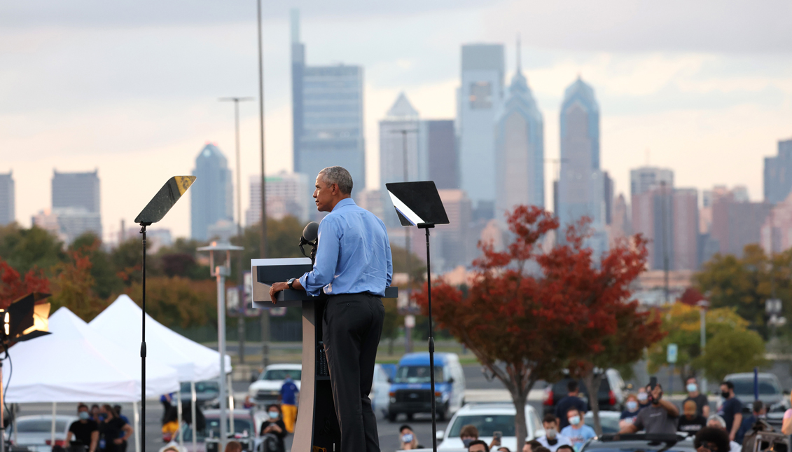 President Barack Obama visited Philadelphia on Oct. 21, making a case for men to vote on Nov. 3. Photo: Getty Images
