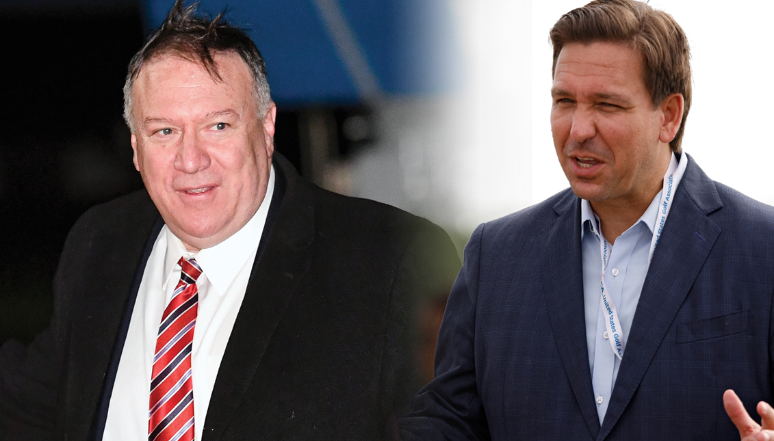 Mike Pompeo and Ron DeSantis both leading figures in the GOP to capture the party's nomination for president in 2024. Photo: Getty Images. 
