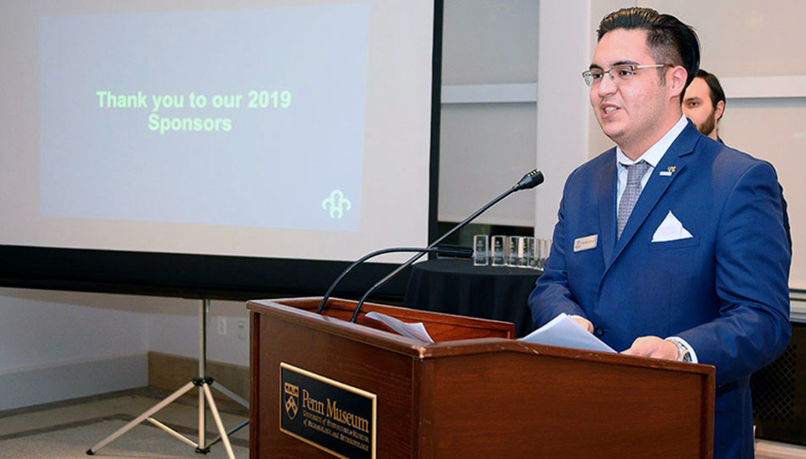 Prospanica Drexel president and founder Brandon Cisneros speaking at a 2019 end of the year celebration. Photo: Prospanica Drexel. 
