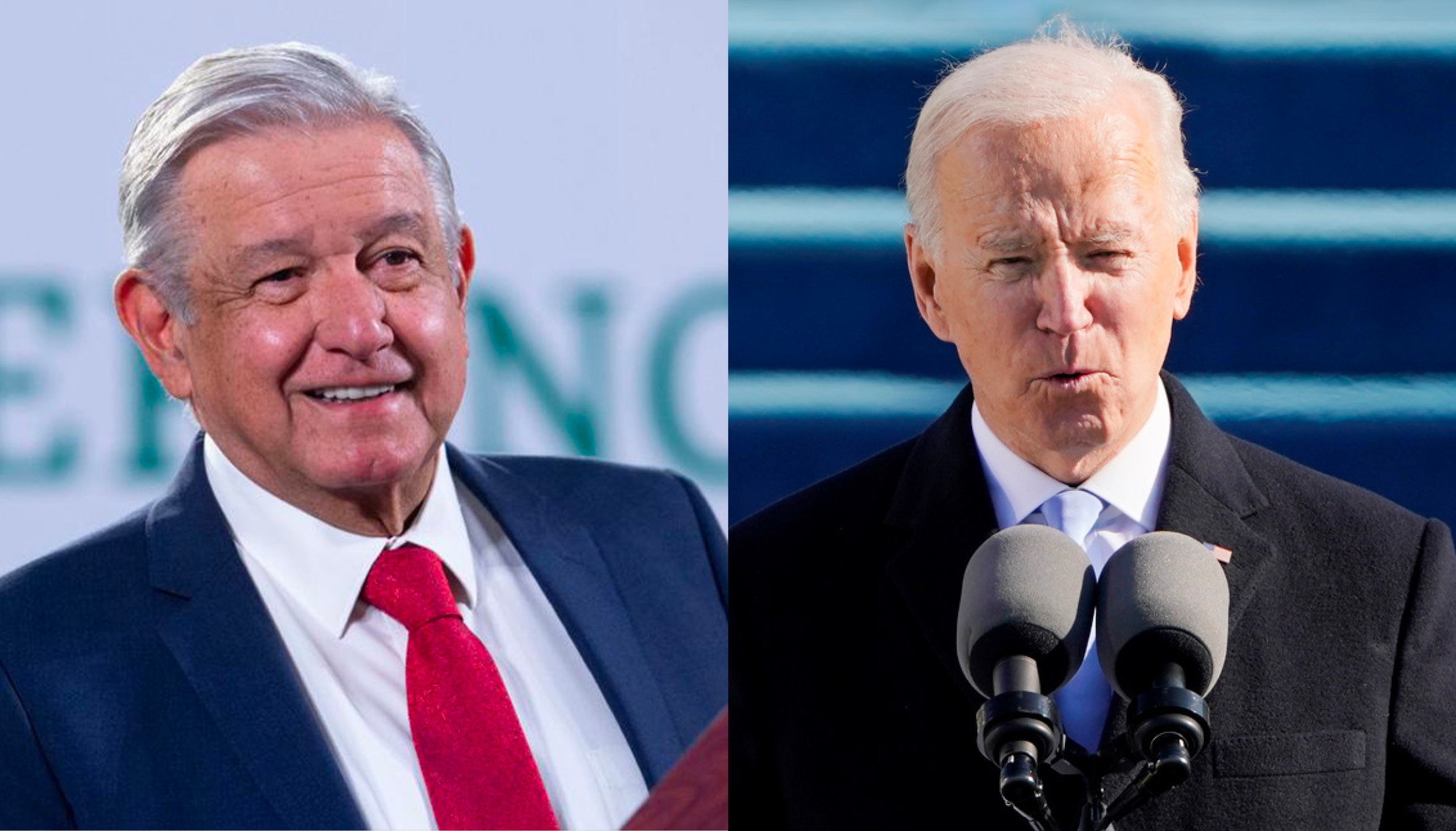 Mexican President Andrés Manuel López Obrador and U.S. President Joe Biden, held their first phone call together on Jan. 22. Photos: Getty Images