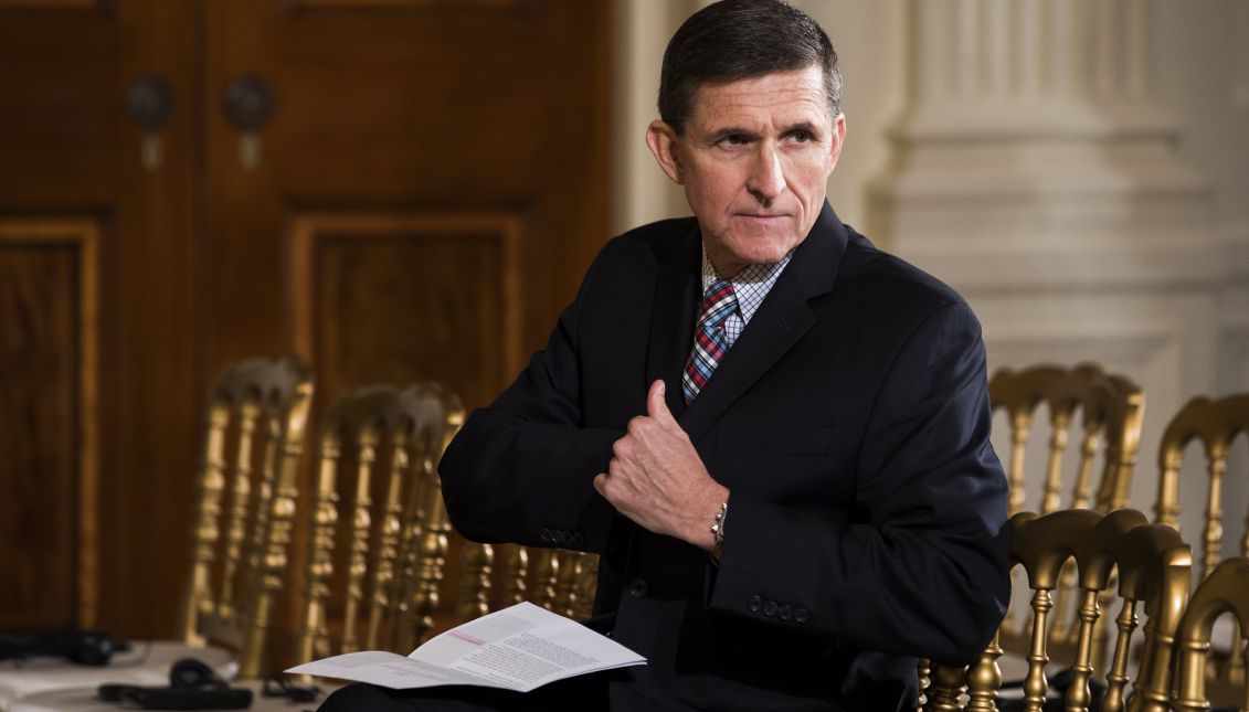 Michael Flynn, then National Security Advisor to U.S. President Donald J. Trump, at a press conference with Japanese Prime Minister Shinzo Abe in the East Room of the White House in Washington, DC, USA, 10 February 2017. EPA/JIM LO SCALZO