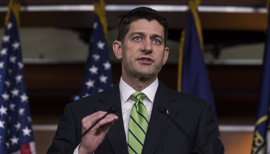 Republican Speaker of the House from Wisconsin Paul Ryan speaking to the media, in the US Capitol in Washington, DC, USA, 18 May 2017. EPA/JIM LO SCALZO
