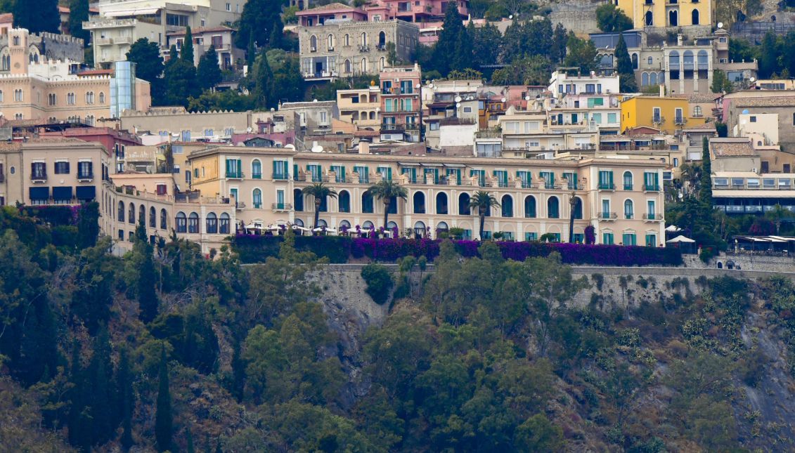 A panoramic view the Hotel San Domenico, one of the venues of the G7, on the top of the coast of Giardini Naxos, 25 May 2017, ahead of the G7 summit scheduled for May 26 and 27 in Taormina, southern Italy. EPA/CIRO FUSCO