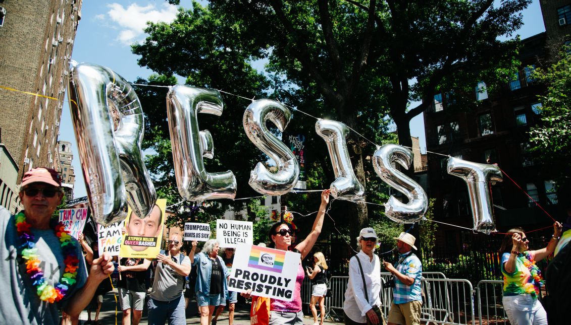 People participate in the annual New York LGBT Pride March in New York on June 25, 2017. The annual march is a civil rights demonstration as well as a political event and a remembrance of past and current struggles. EFE/EPA/ALBA VIGARAY
