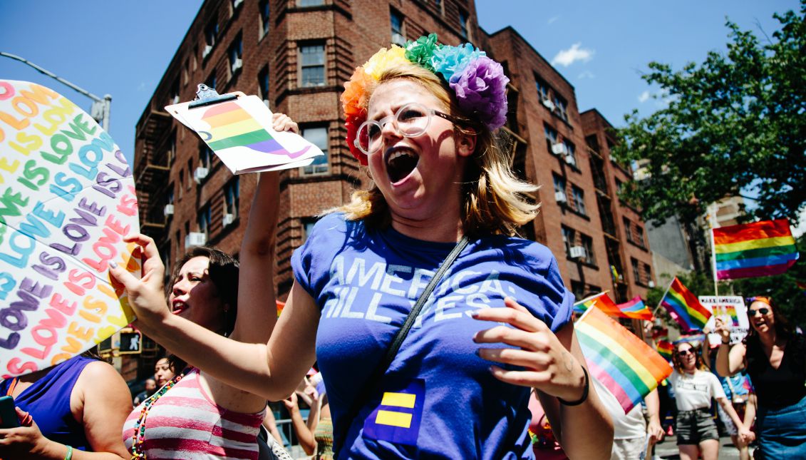 People participate in the annual New York LGBT Pride March in New York, New York, USA, 25 June 2017. EPA/ALBA VIGARAY
