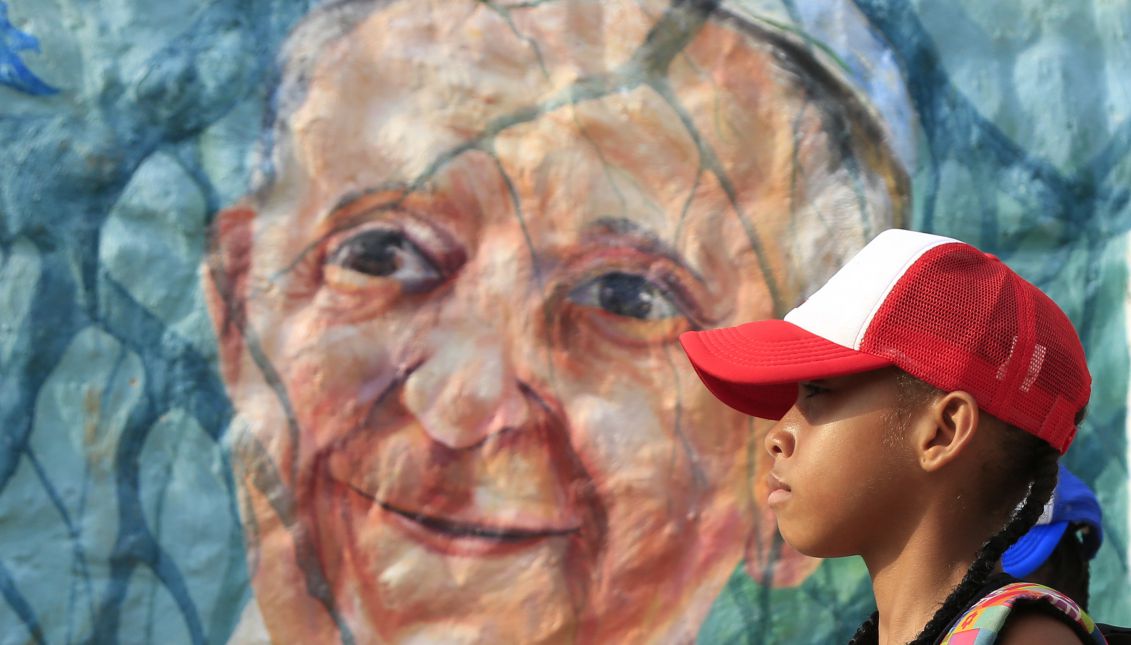 An image of Pope Francis, at the Talitha Qum program headquarters, in Cartagena, Colombia on Sept. 1, 2017. EPA-EFE/Ricardo Maldonado Rozo