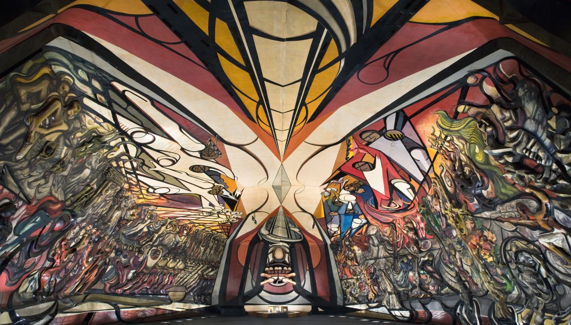 The murals in the Polyforum Cultural by famed Mexican painter David Alfaro Siqueiros, in Mexico City, Mexico. EPA-EFE/Mexico City Culture Secretariat
