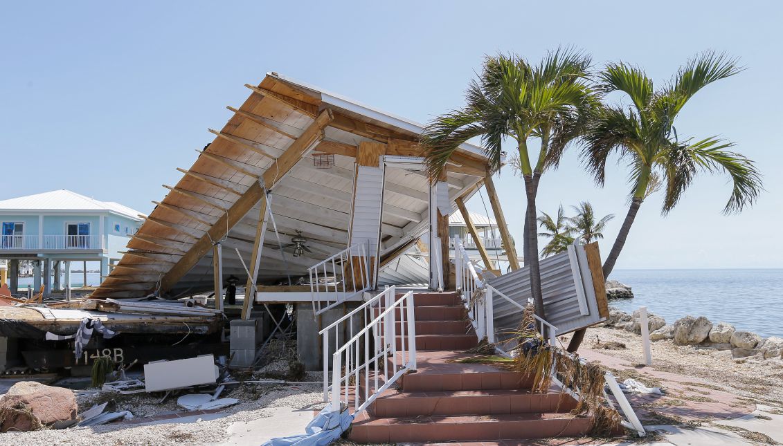 A destroyed home after Hurricane Irma struck the Florida Keys in Marathon, Florida, USA, Sept. 12, 2017. EPA-EFE/ERIK S. LESSER
