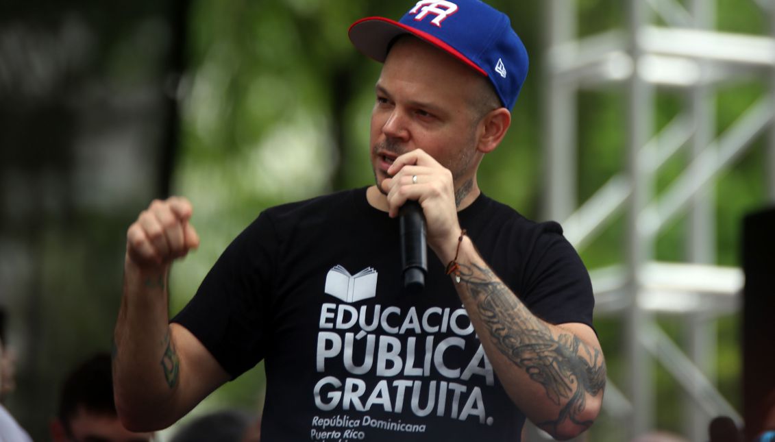 Puerto Rican artist Residente, speaks during an event in San Juan, Puerto Rico on May 1, 2017. EPA-EFE FILE/Thais Llorca