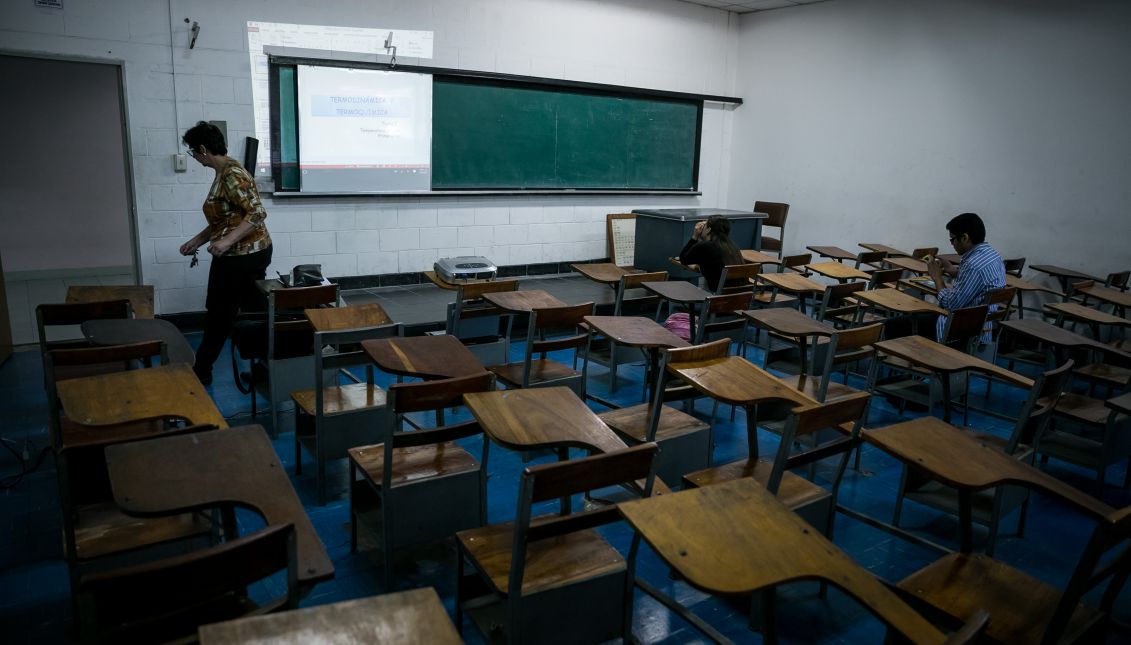 A classroom of the Central University of Venezuela (UCV), in Caracas, Venezuela on Sept. 22, 2017. EPA-EFE/Miguel Gutierrez