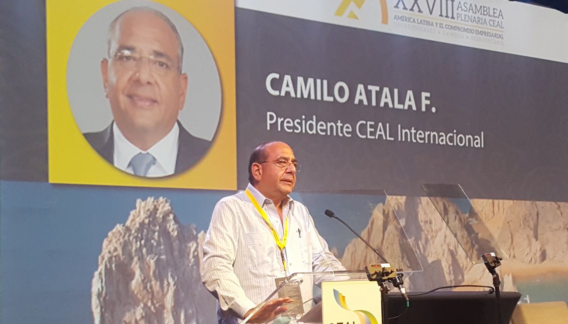 Photo provided by the Latin American Business Council (CEAL) showing CEAL International president Camilo Atala, during CEAL's 28th plenary assembly held in Los Cabos, Mexico on Oct. 5, 2017. EPA-EFE/CEAL