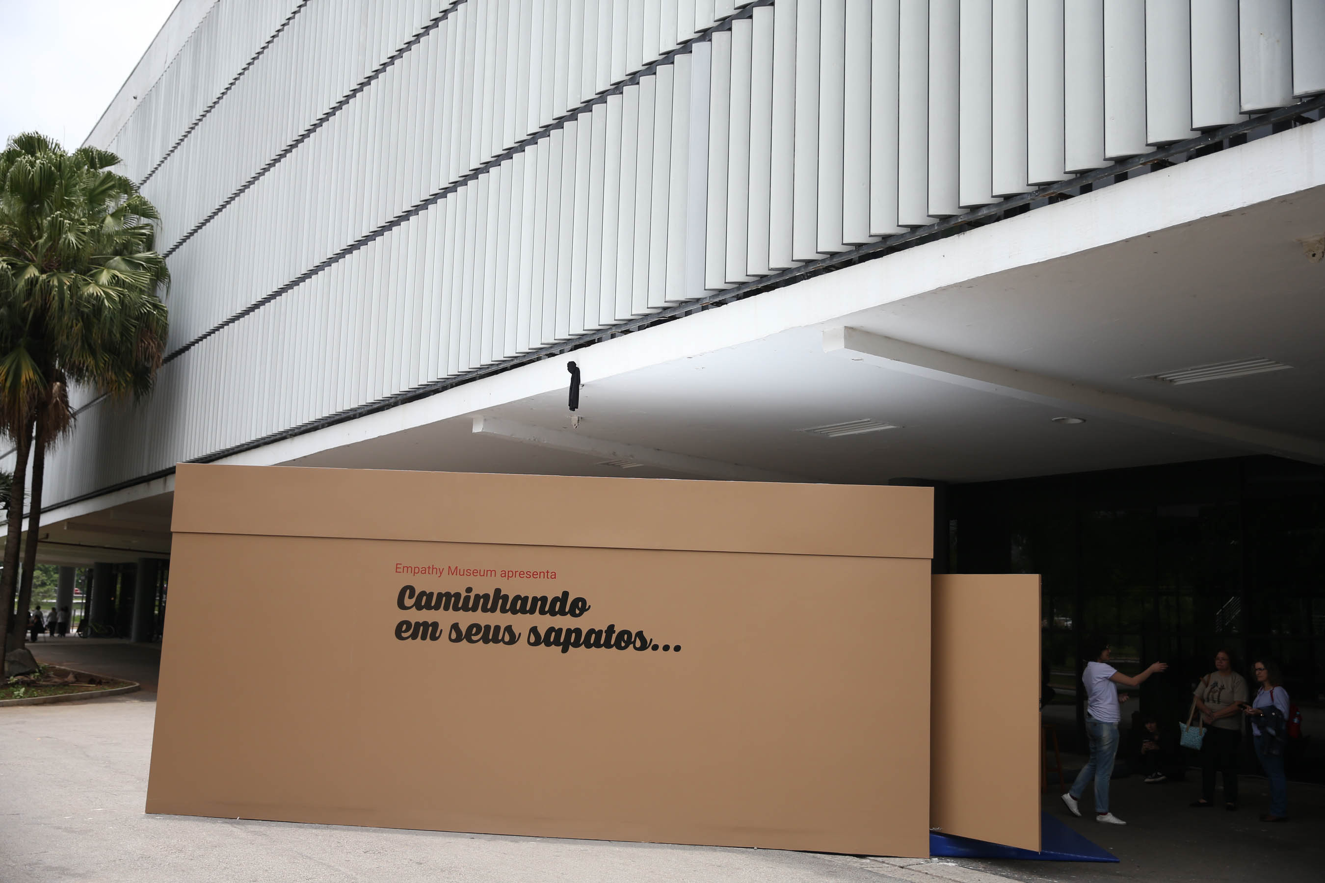 Brazil's Empathy Museum. Photo provided on Dec. 12, 2017 shows a giant shoebox that holds the exhibit, "A Mile in My Shoes," outside the Empathy Museum, in Sao Paulo, Brazil on Dec. 1, 2017