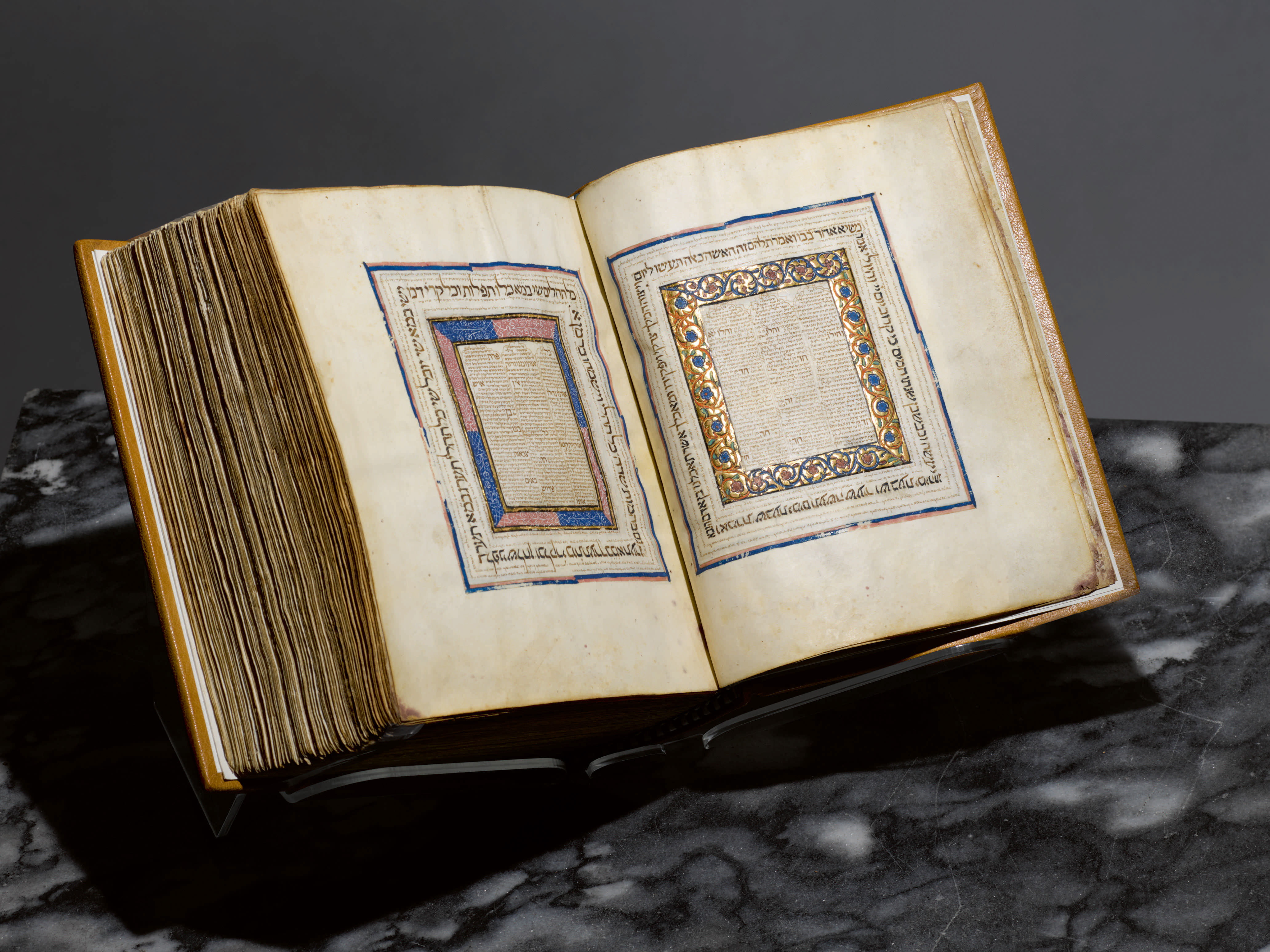 View of a Hebrew Bible produced in the Spanish region of Castile in the first half of the 14th century and bought privately by the Metropolitan Museum of Art in New York for an unspecified sum.
