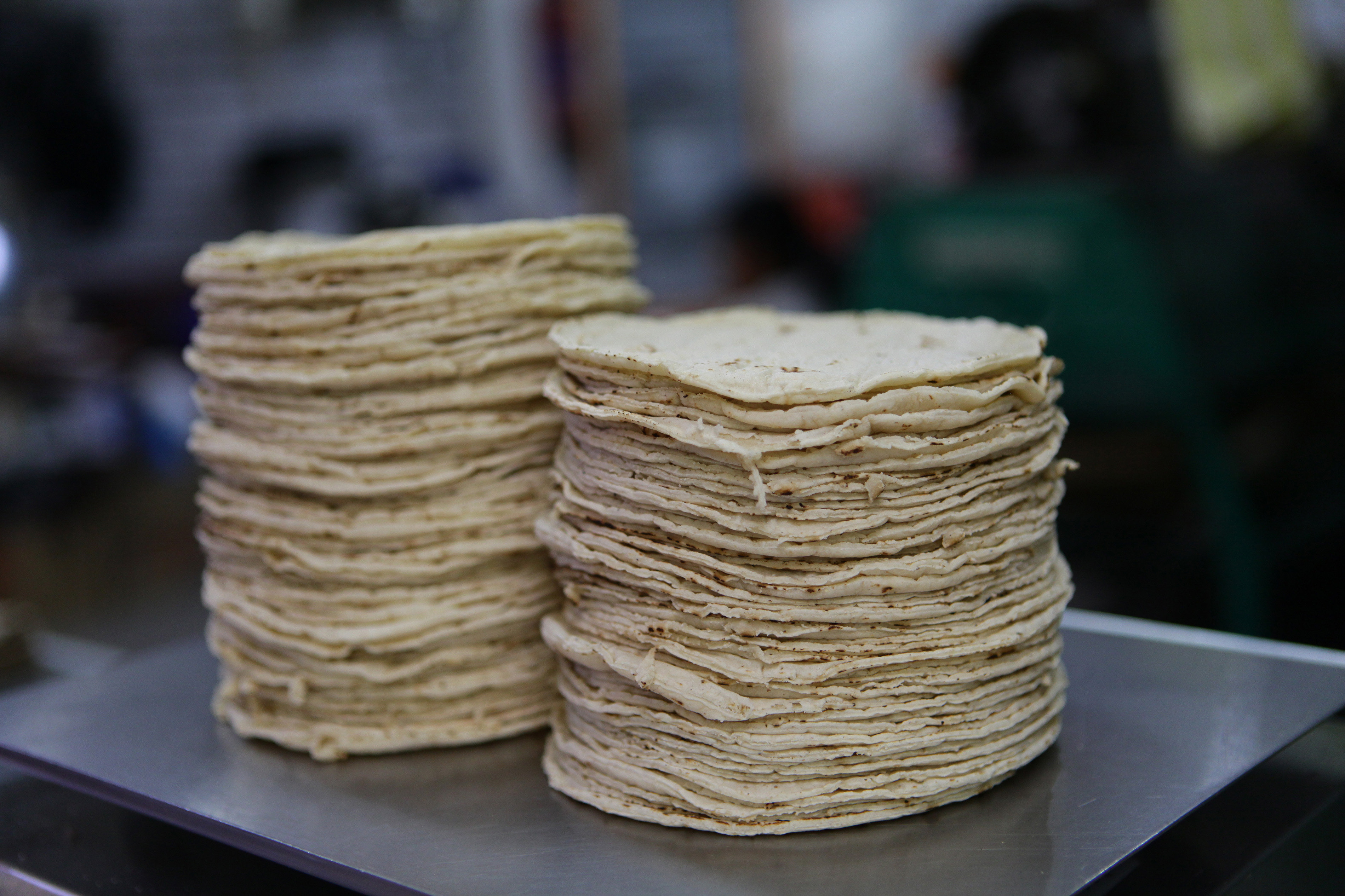 View of a stack of corn tortillas in Mexico City, Mexico on Nov. 23, 2016.