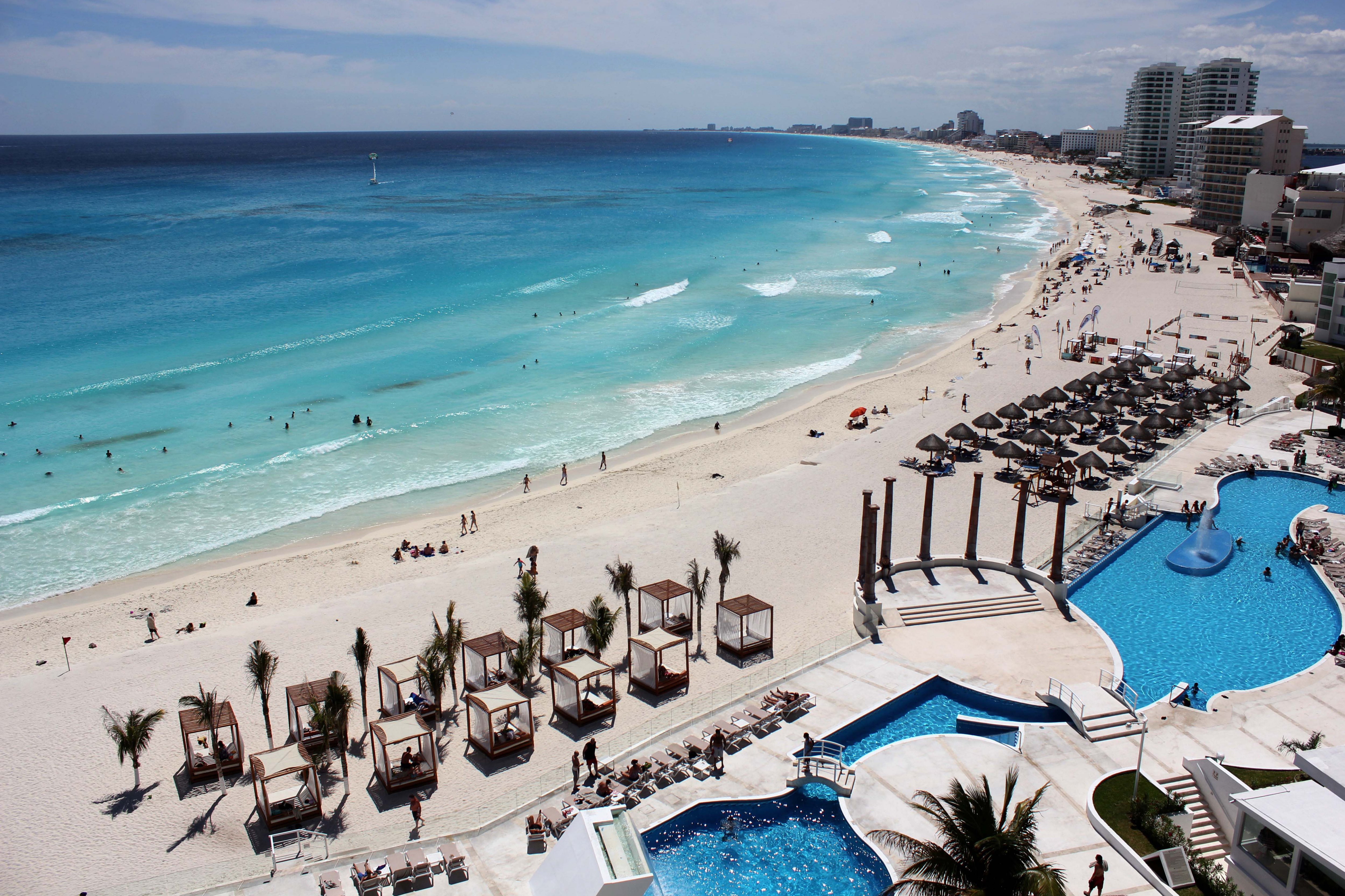 General view of a beach in the Caribbean resort city of Cancun, Mexico on Oct. 18, 2017.
