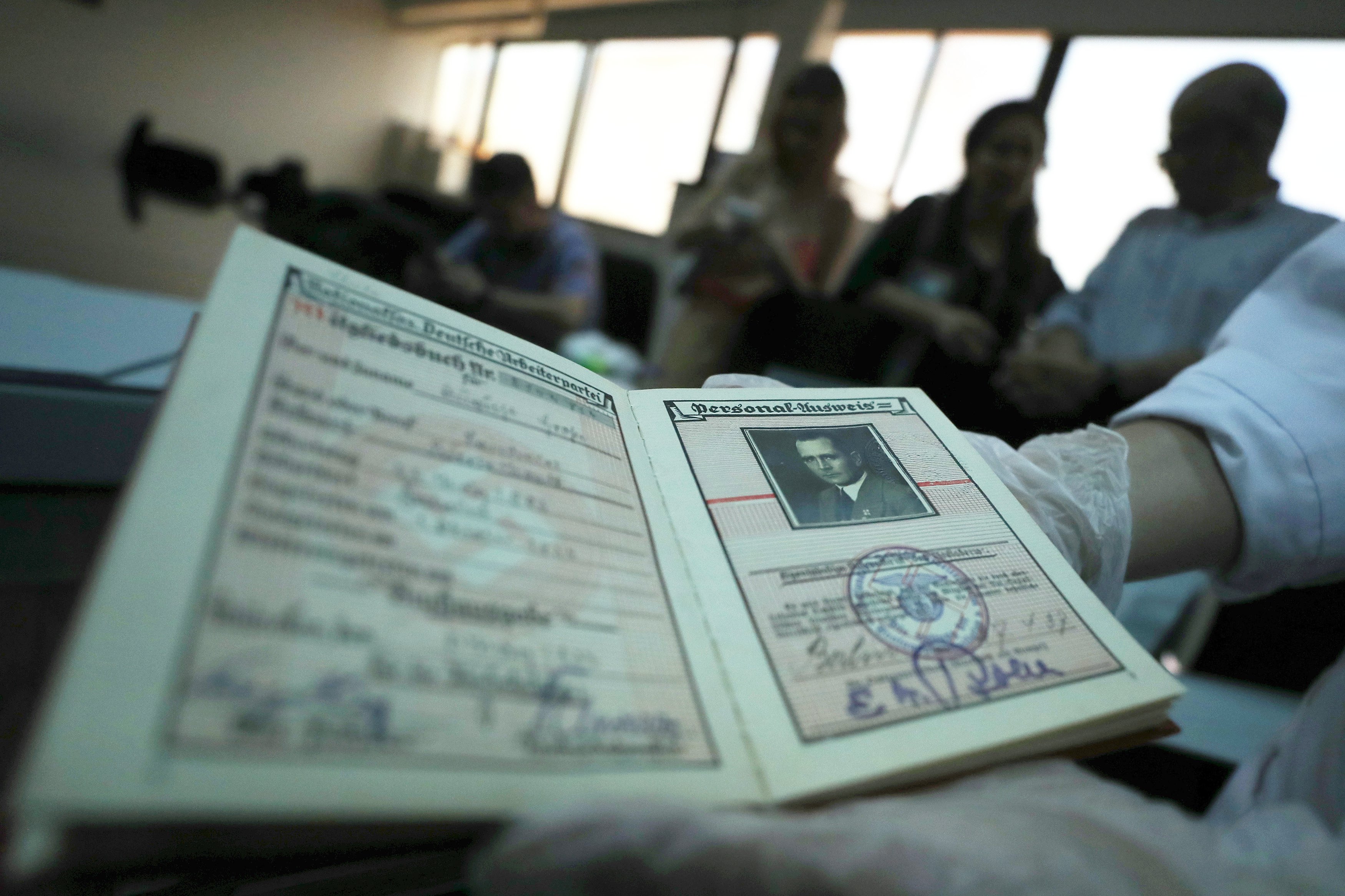 View of one of the restored secret documents pertaining to the operations of "Department 50," a police unit that was instrumental in dismantling Nazi spy cells operating in Latin America during the Second World War, during a presentation held at the National Archive, in Santiago, Chile, Jan. 5, 2018.
